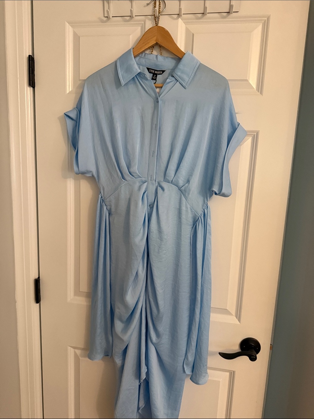 Steve Madden Light Blue Draped Shirt Dress, never worn